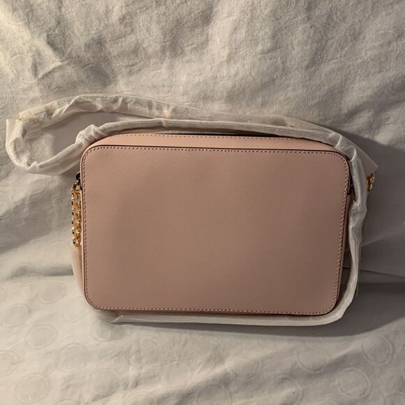 NWT Michael Kors Jet Set Large Saffiano Leather Crossbody Soft Pink Gold accents - Picture 4 of 5
